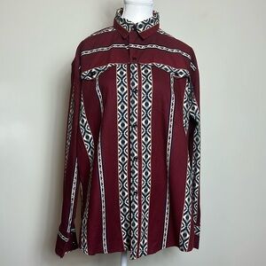 Wild‎ West Design Vintage Western Button Down Long Sleeve Size Large